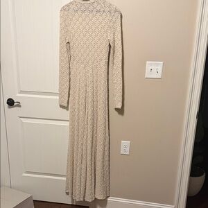 Free People Cream Long Sleeve Lace Dress
